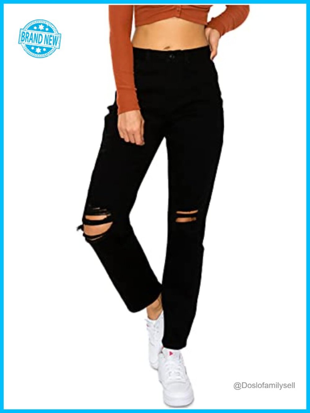 Wax Jean Women's Mom Jeans Blown Out Knee Relaxed Fit Distressed